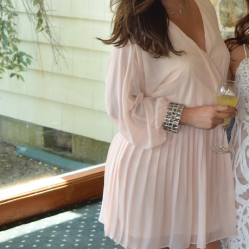 Pale pink ASOS dress.